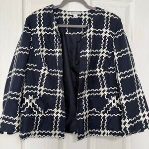 Pendleton Women's 100%Silk Open Front Plaid Check Blazer Jacket Size 16